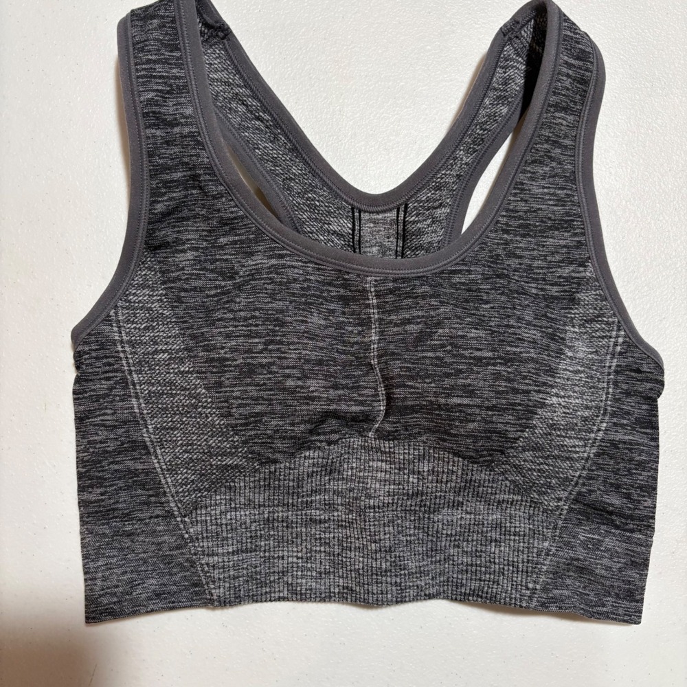 All In Motion Women"s Small Gray Space Dye Seamless Racerback Sports Bra